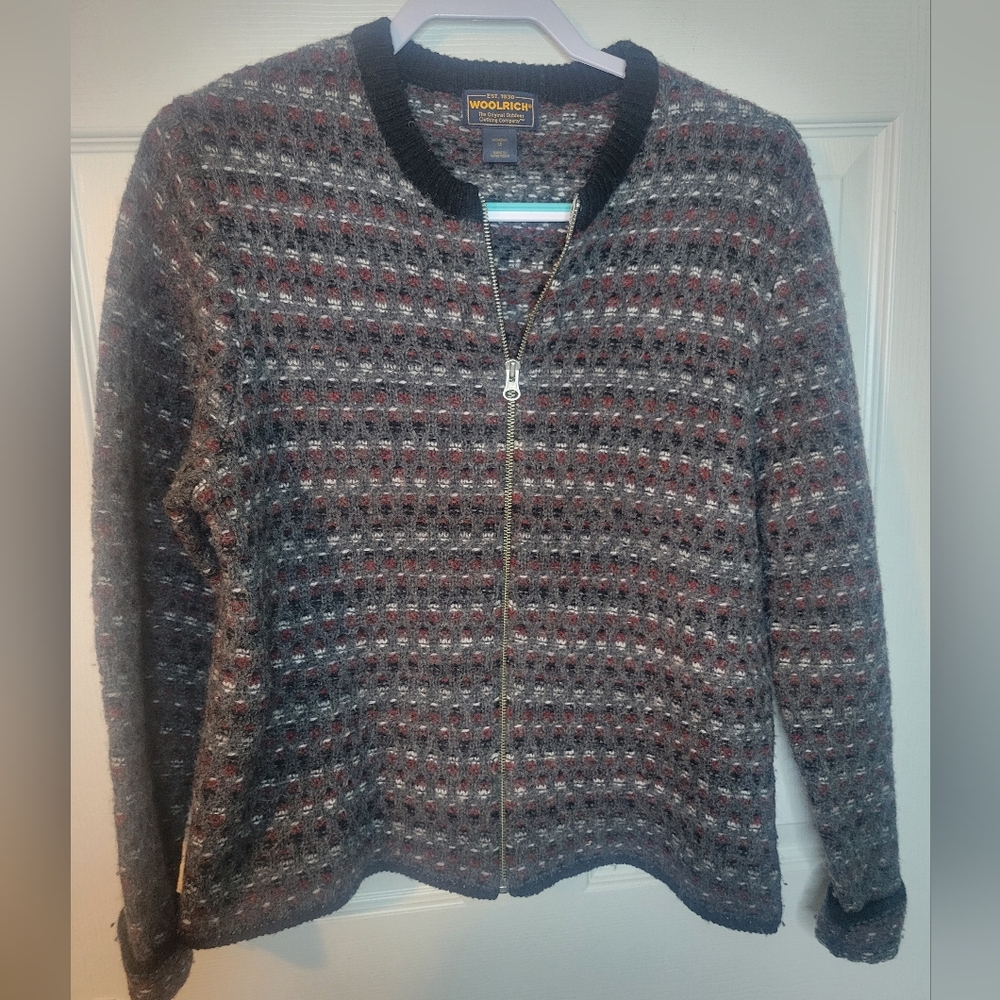Woolrich Medium Sweater Full Zip Long Sleeve 100% Wool Warm Winter
